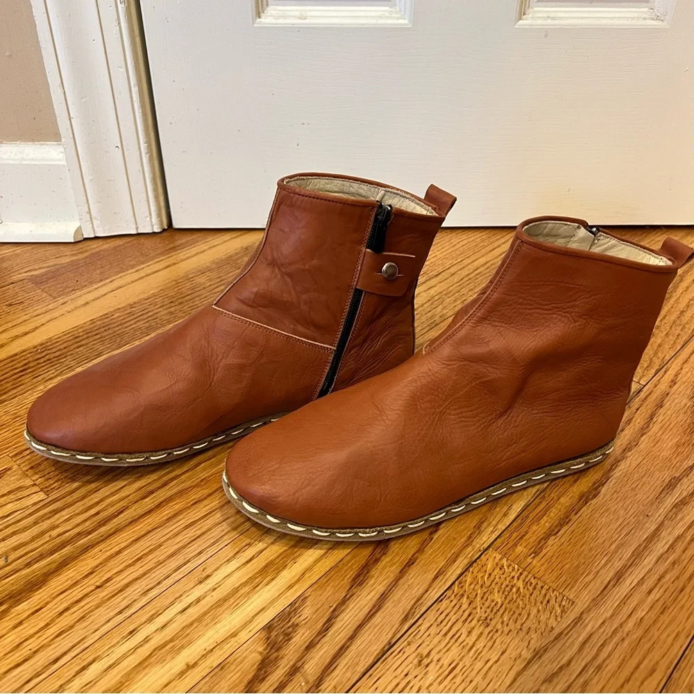 Atlantis Handmade Boots Men’s SZ 10 Brown Leather Barefoot Minimalist Grounding